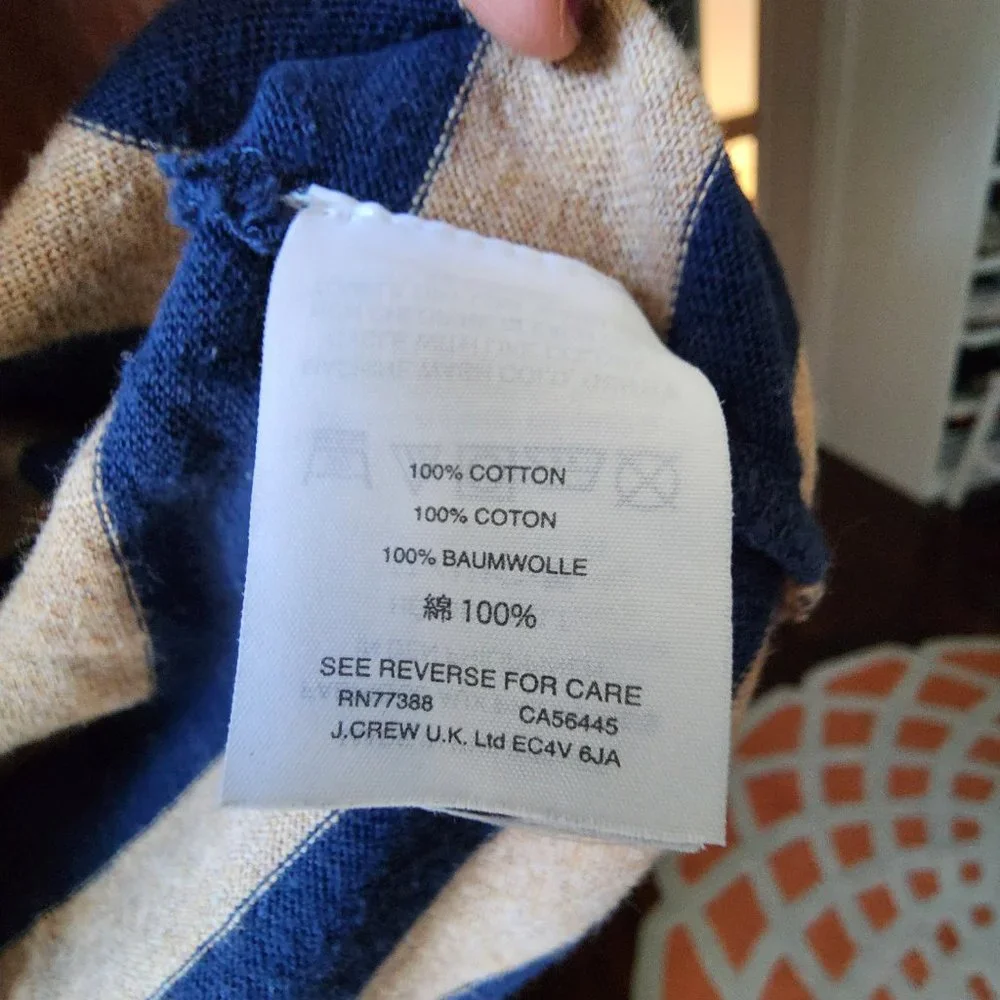 J. CREW Blue and Beige Striped Turtleneck sz M - Picture 5 of 6